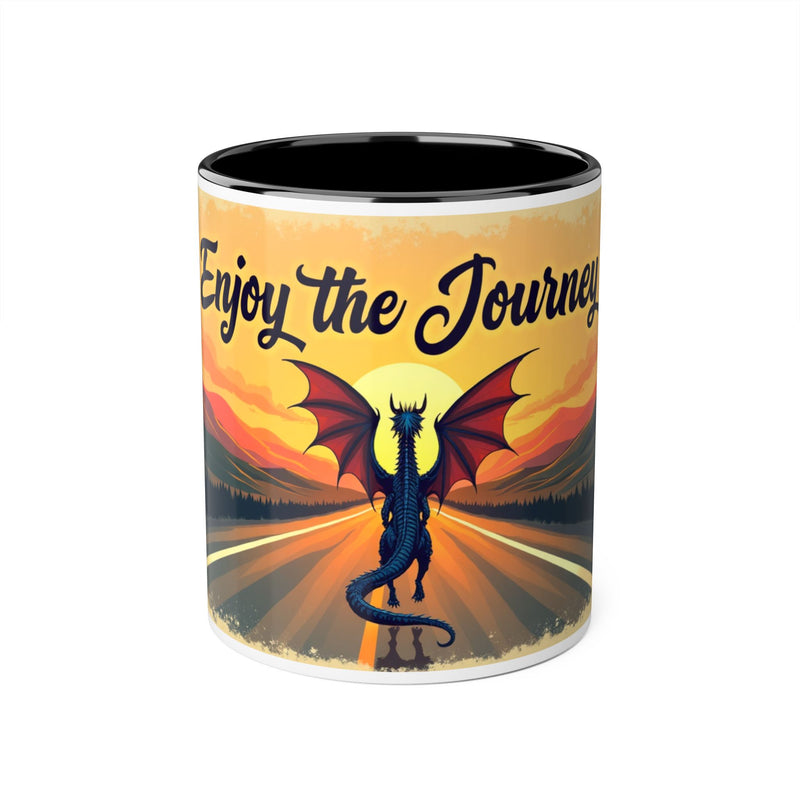 Enjoy the Journey Dragon Accent Mug — 11oz Inspirational Coffee Cup