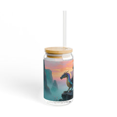 Dragon Sunset Sipper Glass - 16oz Fantasy Drink Jar