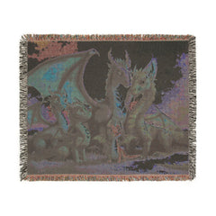 dragon family of 5, woven blanket