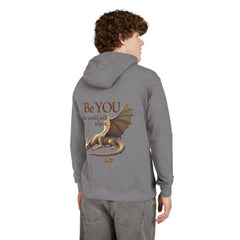 Hoodie — "Be YOU the world will adjust" Gold Dragon Back Print