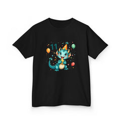 11th Birthday Dragon Kids T‑Shirt — Cute Party Dragon with Balloons
