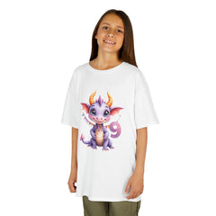 Kids' Cute Purple Dragon T‑Shirt — Adorable Birthday Number 9 Tee