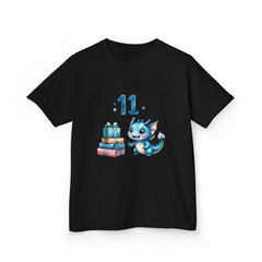 Kids T‑Shirt — Cute Blue Dragon 11th Birthday Design with Presents