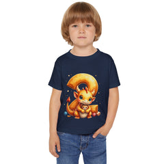 Toddler T-Shirt — Cute Orange Dragon with Number 3, Birthday Toddler Tee