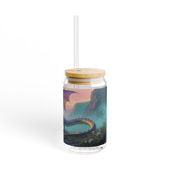 Dragon Sunset Sipper Glass - 16oz Fantasy Drink Jar