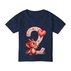 Toddler T-Shirt — Cute Red Dragon Holding Heart Balloon Number 2