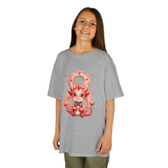 Kids Dragon 8yr  T‑Shirt — Cute Pink Dragon Holding Donut | kids Graphic Tee