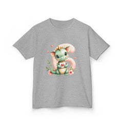 Kids Tee — Cute Watercolor Baby Dragon Holding Heart (Valentine’s/Gift)
