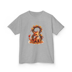 Kids Tee — Autumn dragon with Leaf Wreath | Cute Fall Children’s Shirt