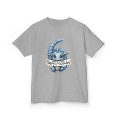 Kids Tee — Cute Blue Dragon "Happy 6th Birthday" Shirt