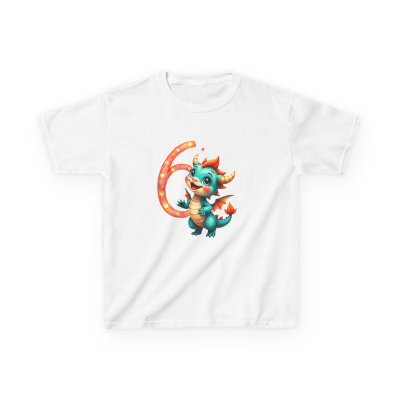 Kids T-Shirt — Cute Birthday Dragon Number 6 Tee for Boys & Girls