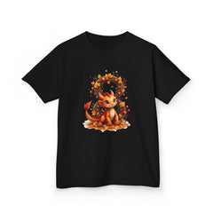 Kids Tee — Autumn dragon with Leaf Wreath | Cute Fall Children’s Shirt