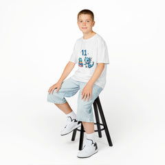 Kids T‑Shirt — Cute Blue Dragon 11th Birthday Design with Presents