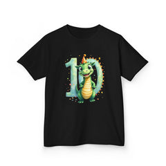 Kids 10th Birthday Dragon T-Shirt – Cute Green Dragon with Number 10