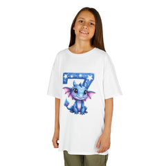 Kids Tee — Cute Blue Dragon with Number 7 Birthday Shirt