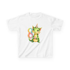 Kids Birthday Dragon Tee — Cute Party Hat Dragon with Number 8 Cake