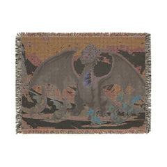 Dragon Family of 6, one parent. Woven Blanket — Fantasy Dragon Throw