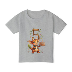 Toddler T‑Shirt — Cute Dragon 5th Birthday Shirt with Cake