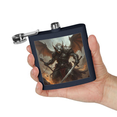 Dragon Warrior Stainless Steel Flask — 6oz Fantasy Dragon Knight Hip Flask