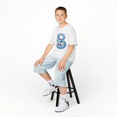 Kids' Cute dragon Birthday T-Shirt — Blue Number 8 Tee