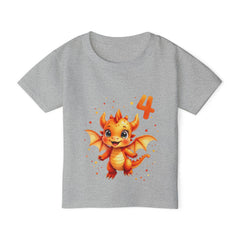 4th Birthday Toddler T‑Shirt — Cute Orange Dragon Birthday Tee