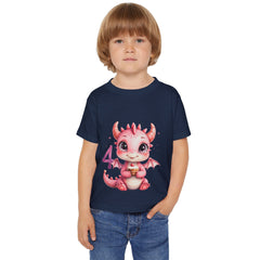 Toddler T-Shirt — Cute Pink Baby Dragon 4th Birthday Shirt