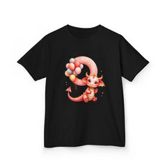 Kids Tee — Cute Pink Dragon with Balloons