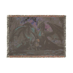Dragon family of 3 Woven Blanket