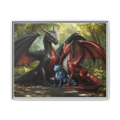 dragon family of 3 canvas print