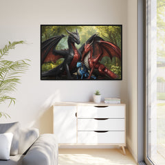 dragon family of 3 canvas print