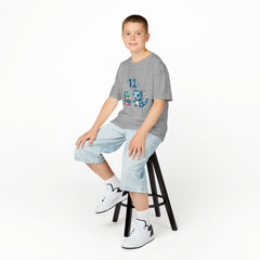 Kids T‑Shirt — Cute Blue Dragon 11th Birthday Design with Presents