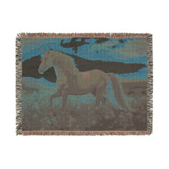 Unicorn Woven Blanket — Mystical Sunset & Twilight Horse Tapestry Throw
