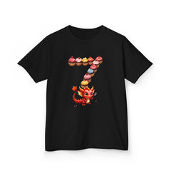 Kids Cupcake Number 7 T-Shirt — Cute Red Dragon Birthday Tee
