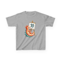 Kids 10th Birthday T-Shirt — Cute dragon Painting '10' Design