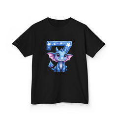 Kids Tee — Cute Blue Dragon with Number 7 Birthday Shirt