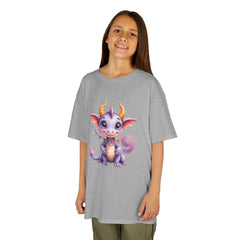 Kids' Cute Purple Dragon T‑Shirt — Adorable Birthday Number 9 Tee