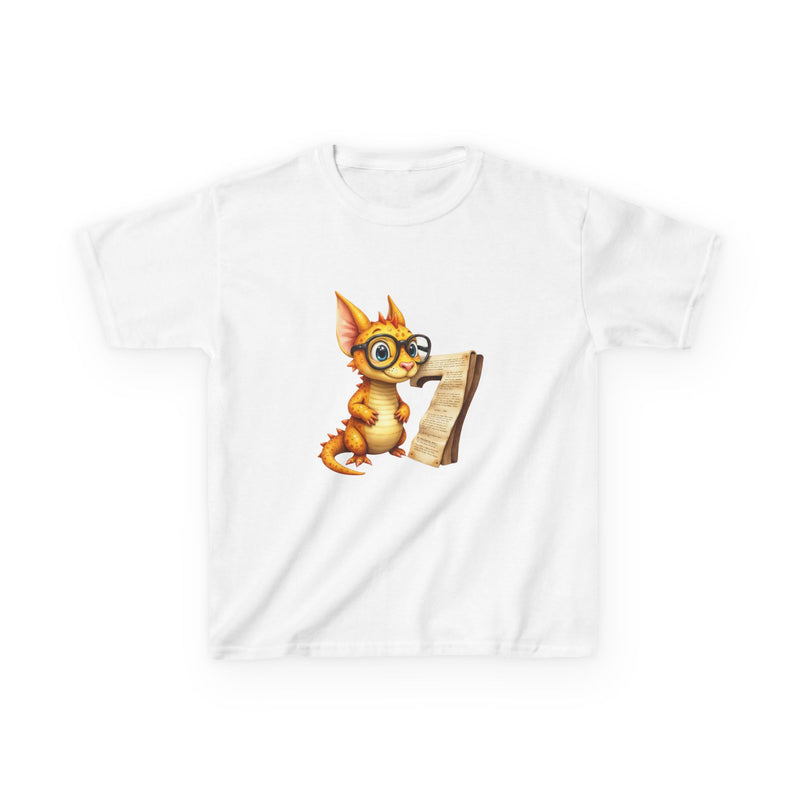 Kids T‑Shirt — Cute Scholarly dragon with Scroll