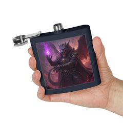 mage dragon Flask — 6oz Stainless Steel Hip Flask with Dark Fantasy Art