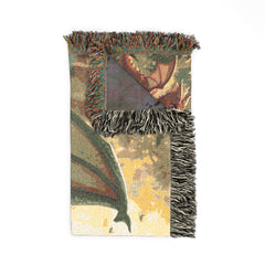 Dragon Family of 5, one adult. Woven Blanket — Fantasy Throw