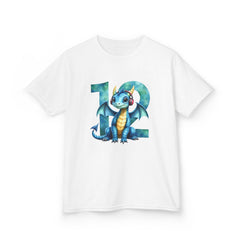 Kids Dragon 12 Birthday T‑Shirt — Cute Blue Dragon Number 12 Tee for Boys & Girls
