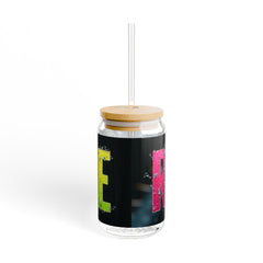 Dragon Eyes 16oz Sipper Glass — Bold Fantasy Drink Jar with 'RISE' Accent