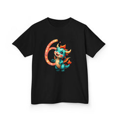Kids T-Shirt — Cute Birthday Dragon Number 6 Tee for Boys & Girls
