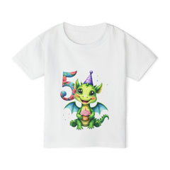 Toddler T-Shirt — Cute Birthday Dragon '5' Party Hat Design