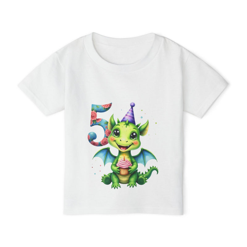Toddler T-Shirt — Cute Birthday Dragon '5' Party Hat Design