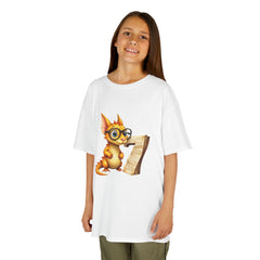 Kids T‑Shirt — Cute Scholarly dragon with Scroll