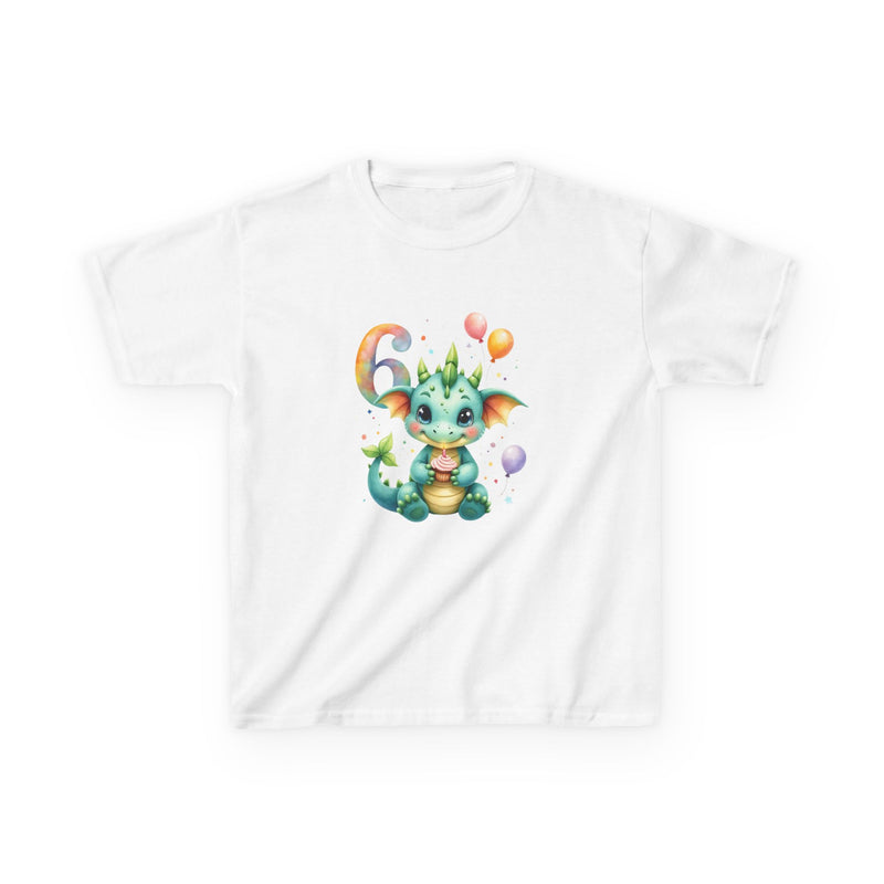 Kids Dragon Birthday T‑Shirt – Cute 6th Birthday Dino/Dragon with Balloons