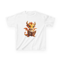 Kids Dragon 9 yrs Tee — Cute Fantasy Dragon with Book