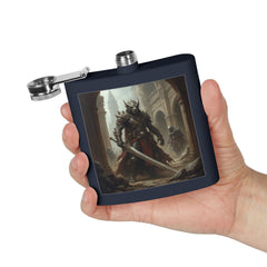 Dragon Knight Warrior Flask — 6oz Stainless Steel Hip Flask with Fantasy Armor Design