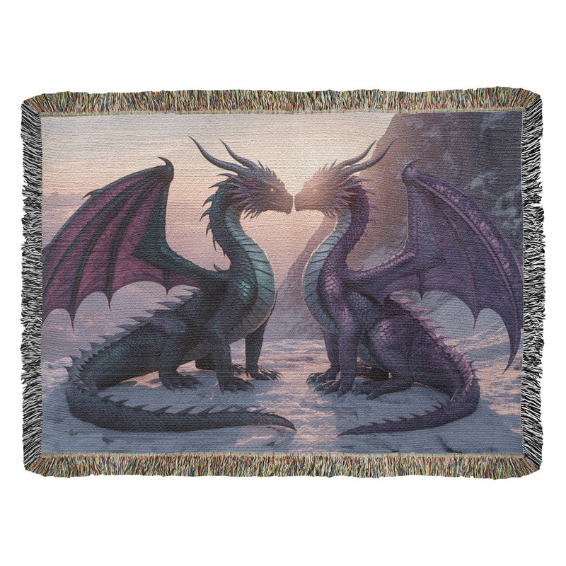 two beautiful dragons woven blanket