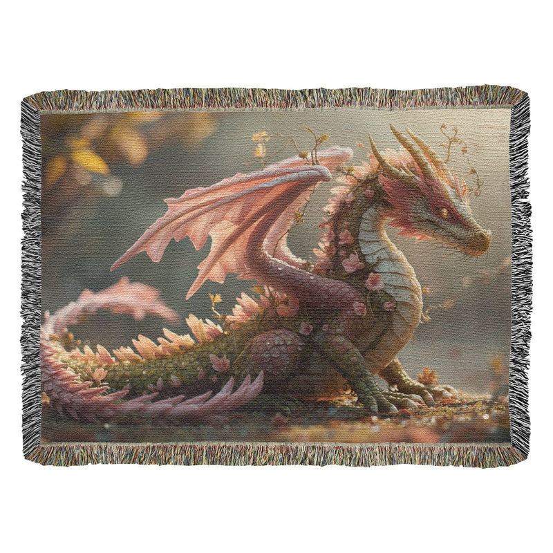 flower dragon woven blanket